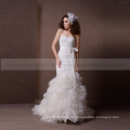 Sexy Fitted Heart Shape Neckline Lace Ruffle Bottom Organza Wedding Dress